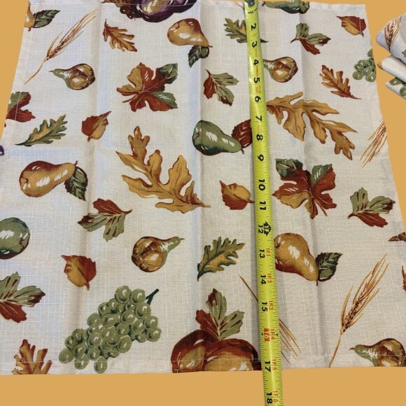 Set (7) Pear/grape/wheat/leaves Fall Table Linens Warm Thanksgiving Autumn Earth - Picture 4 of 5